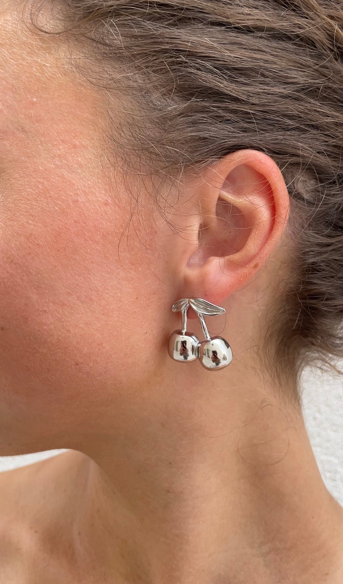 Gold cherry earrings