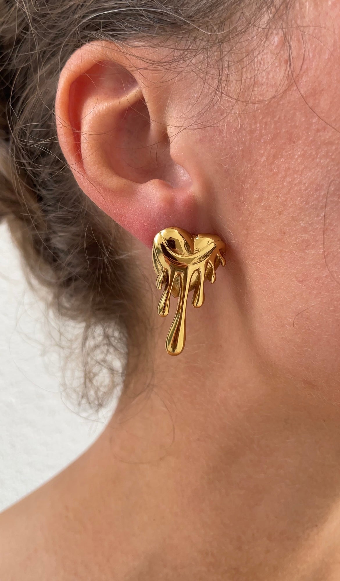 Melted heart earrings