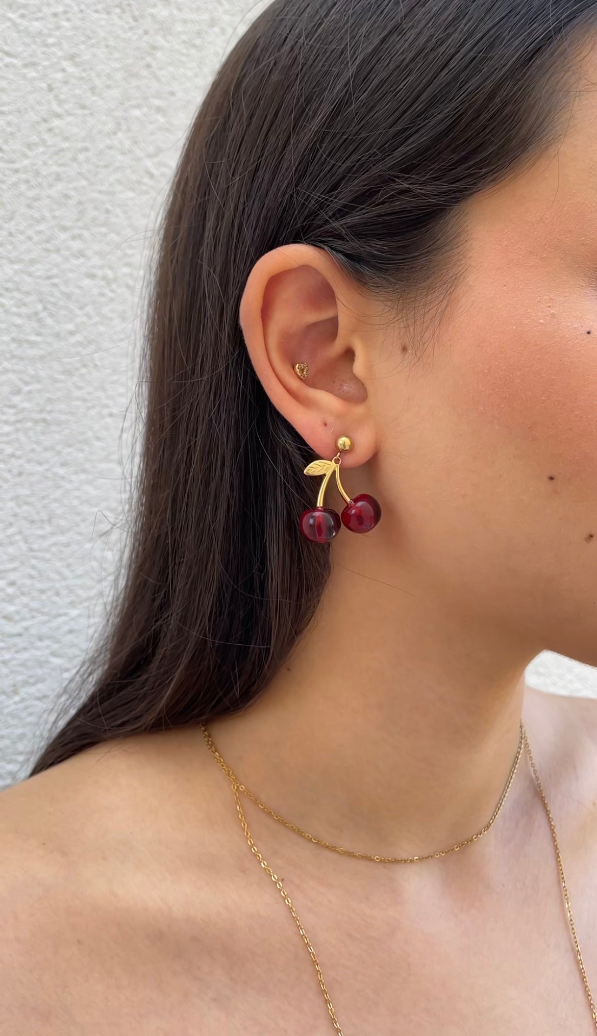 mini cherry earrings