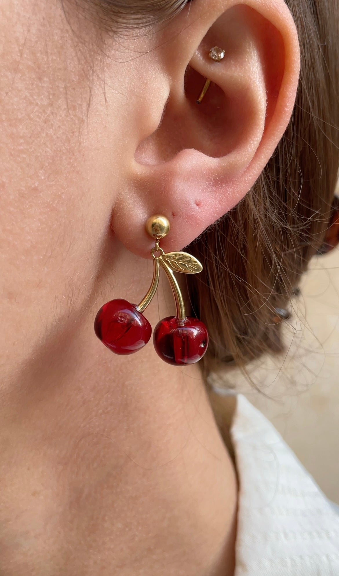 mini cherry earrings