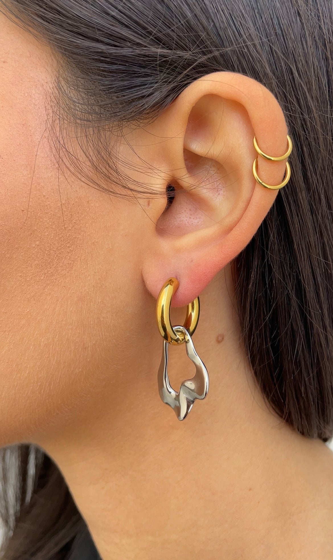 Leave x hoops earrings