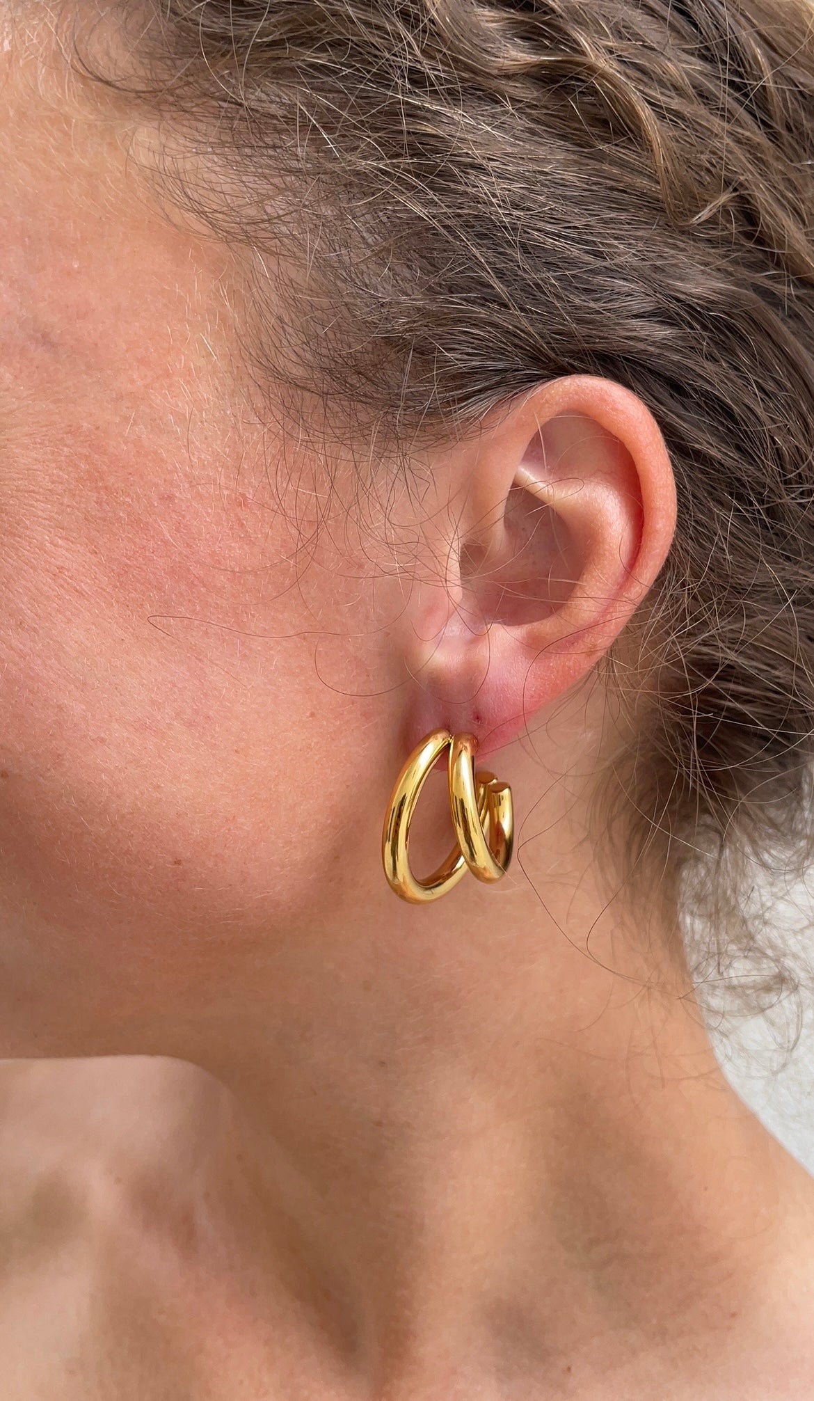 Thick combined earrings