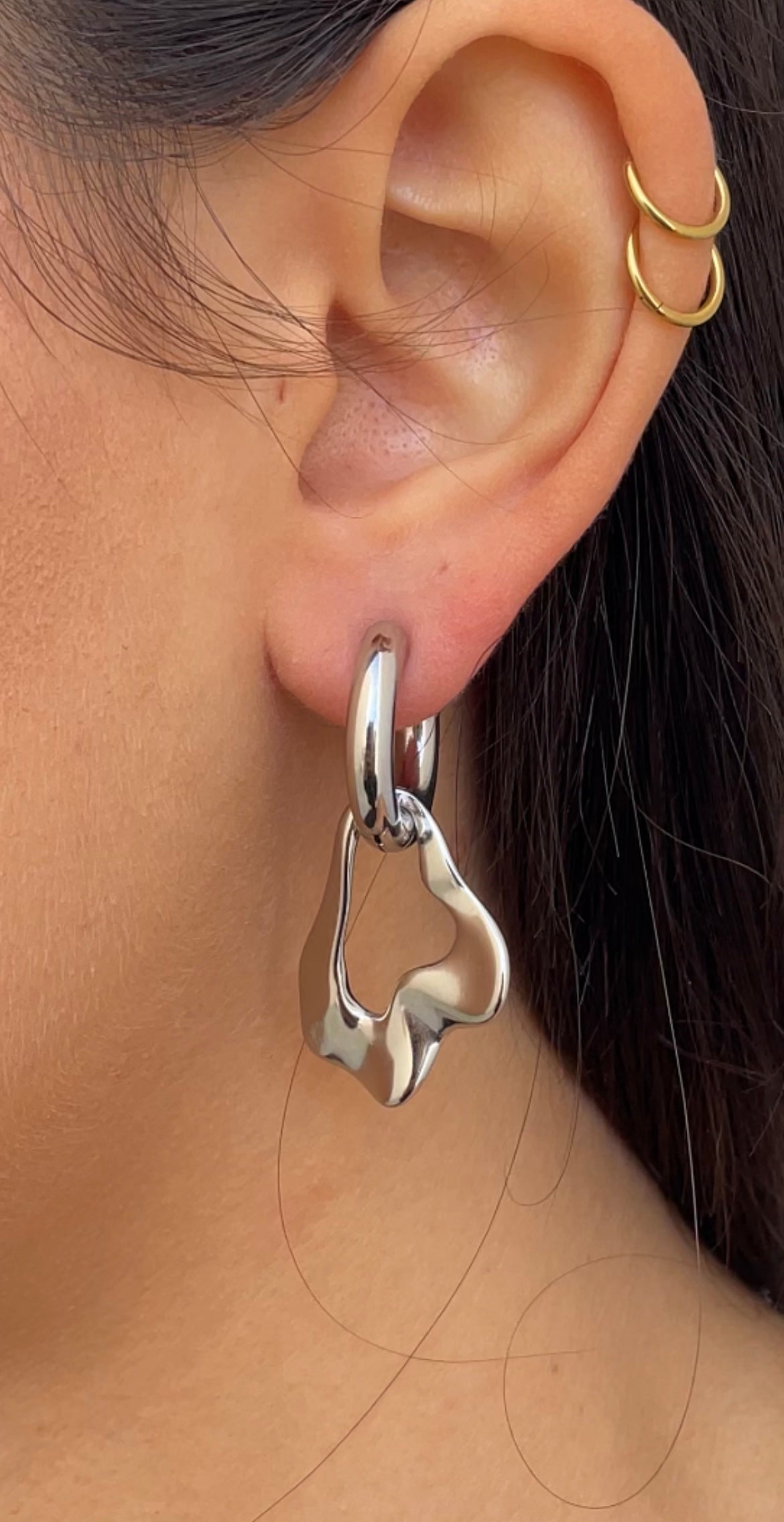 Leave x hoops earrings