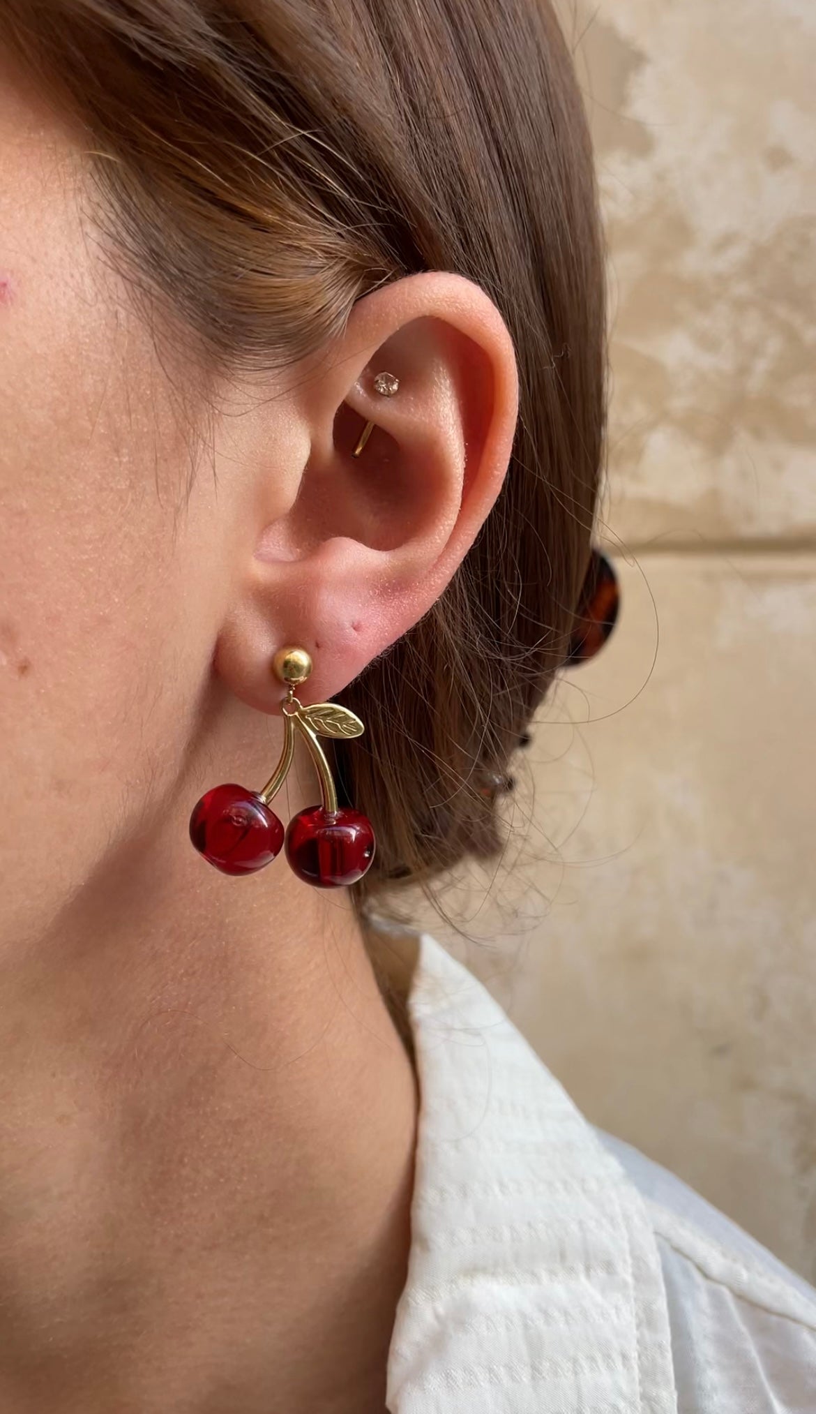 mini cherry earrings