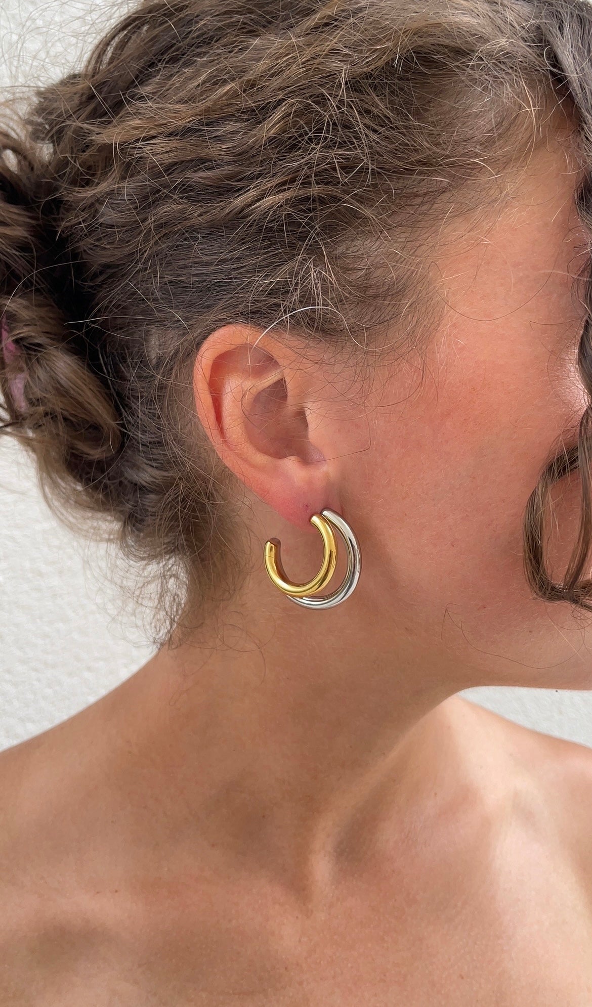 Thick combined earrings