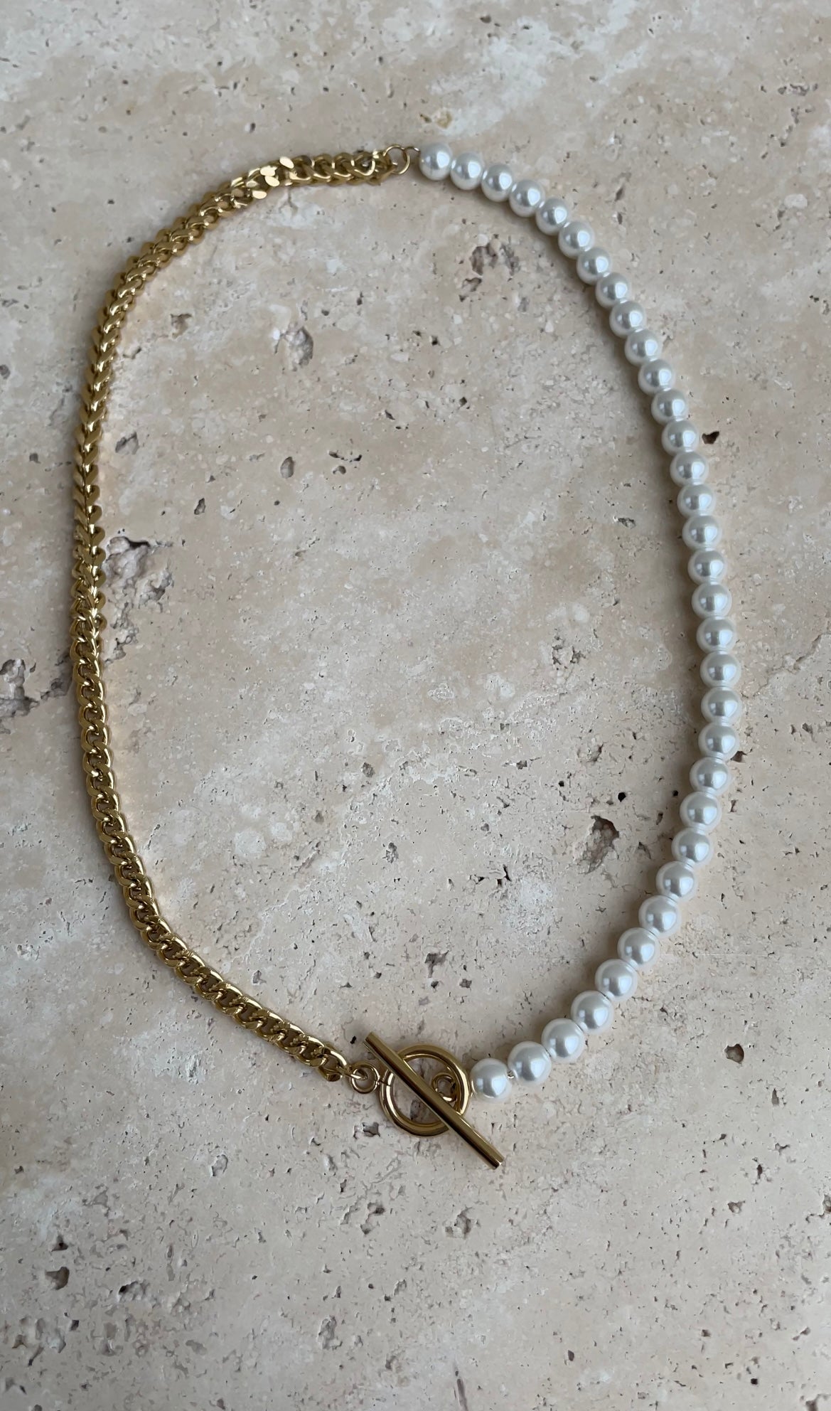 Pearl x chain necklace