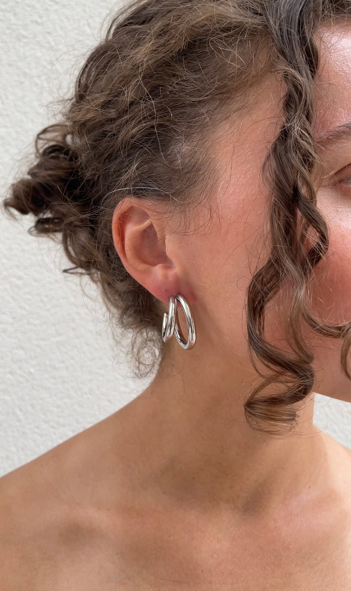 Thick combined earrings
