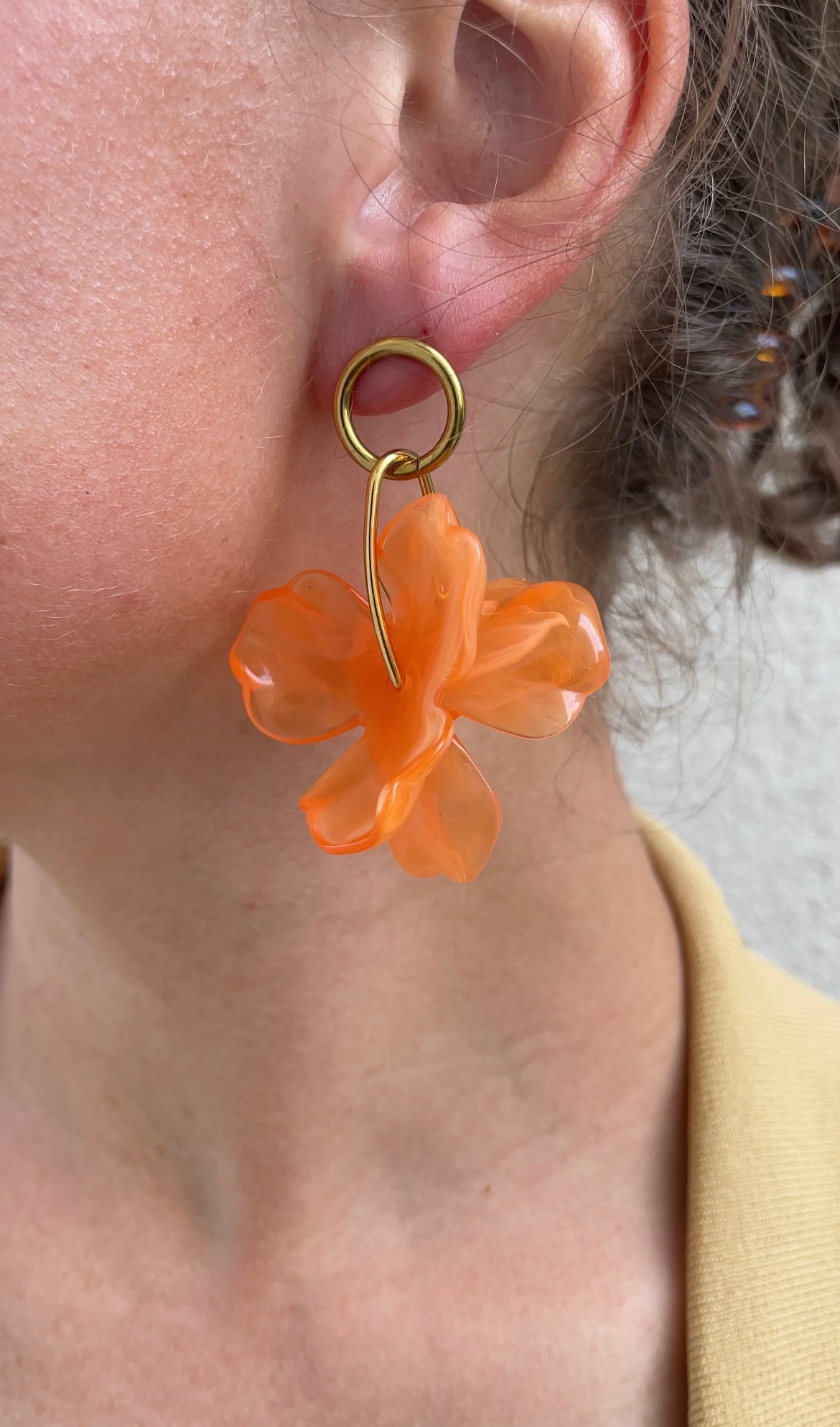 Orange petal earrings