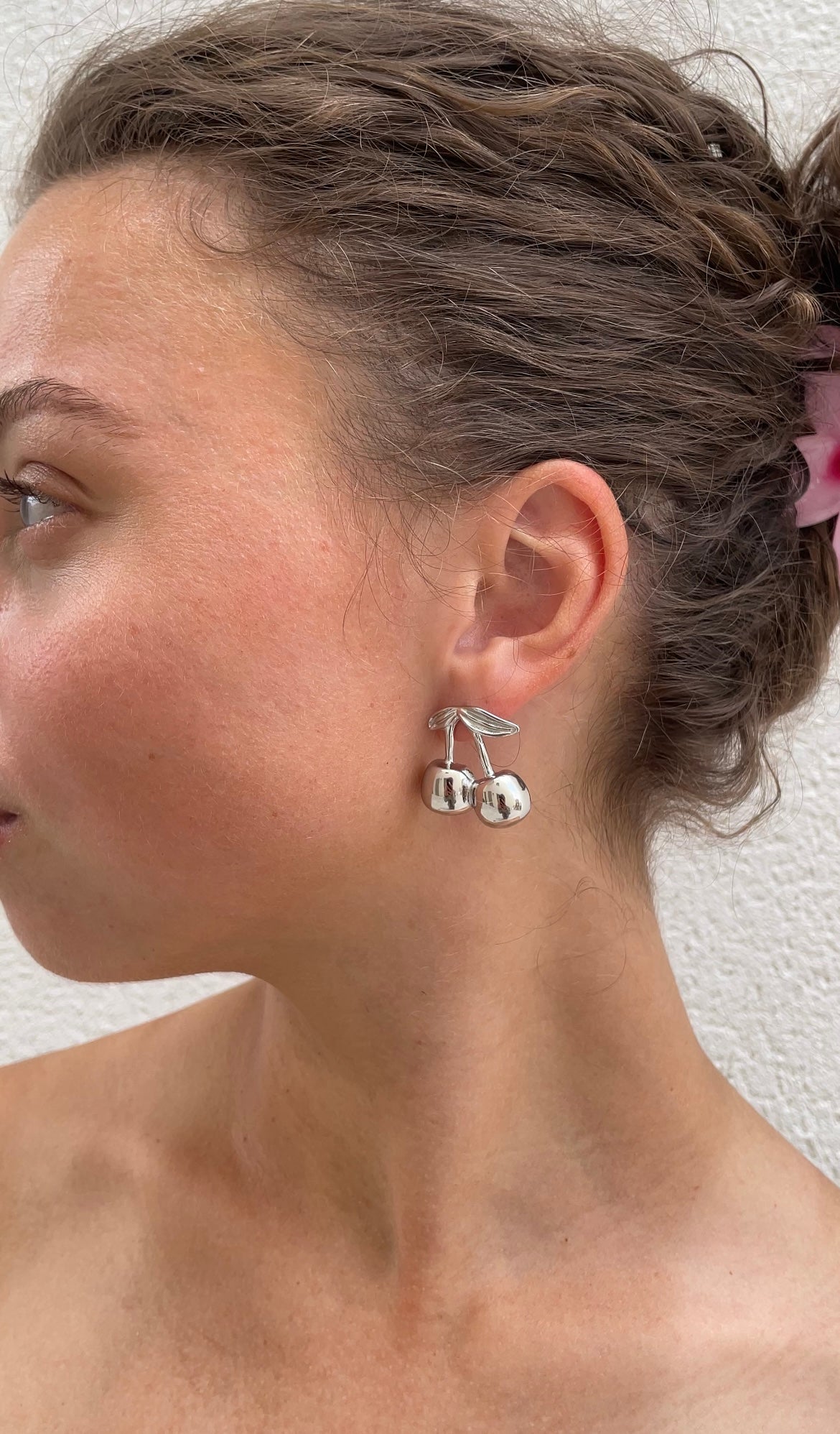 Gold cherry earrings
