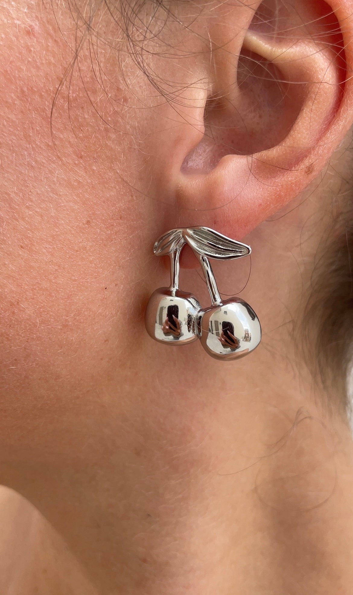 Gold cherry earrings