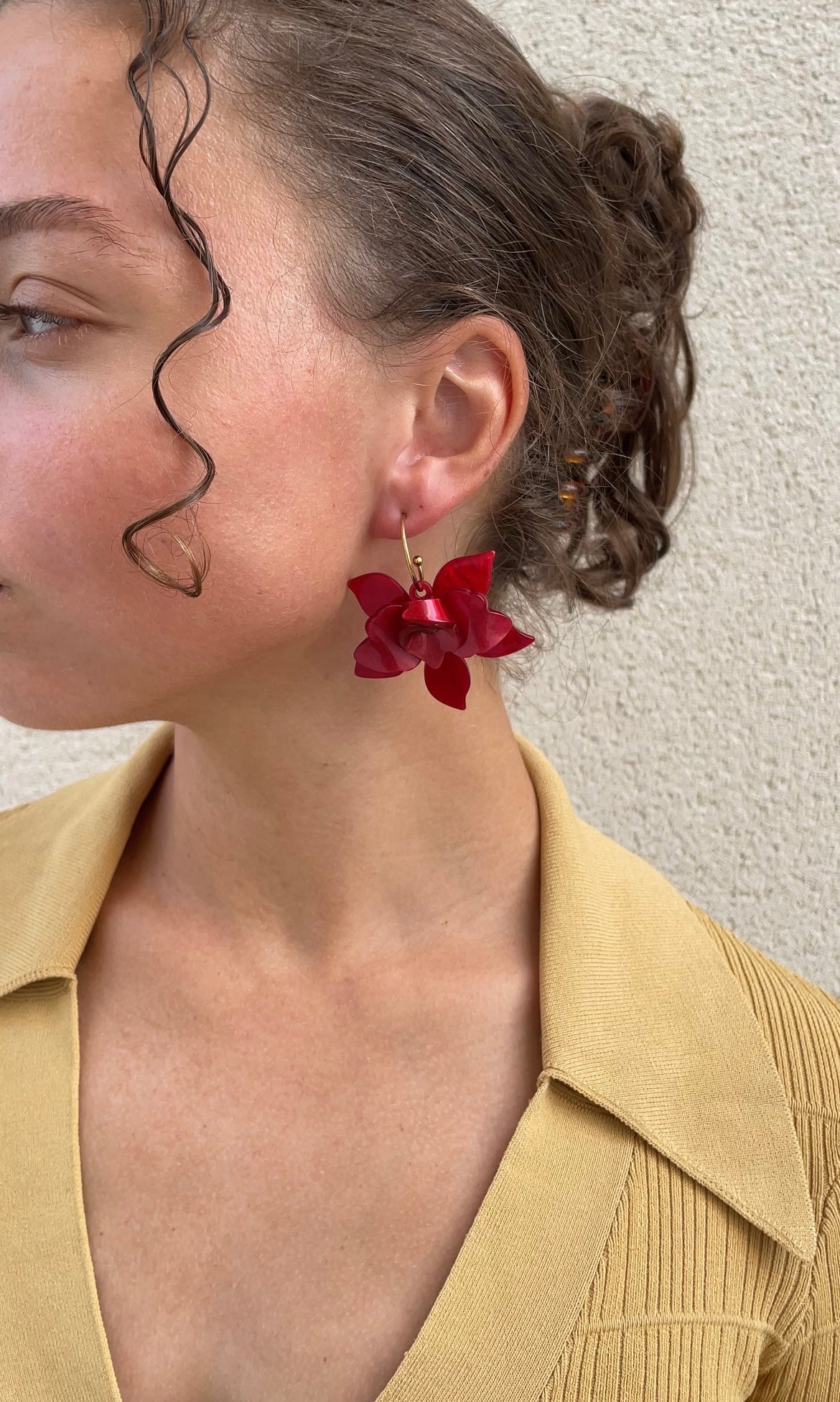Red flower earrings