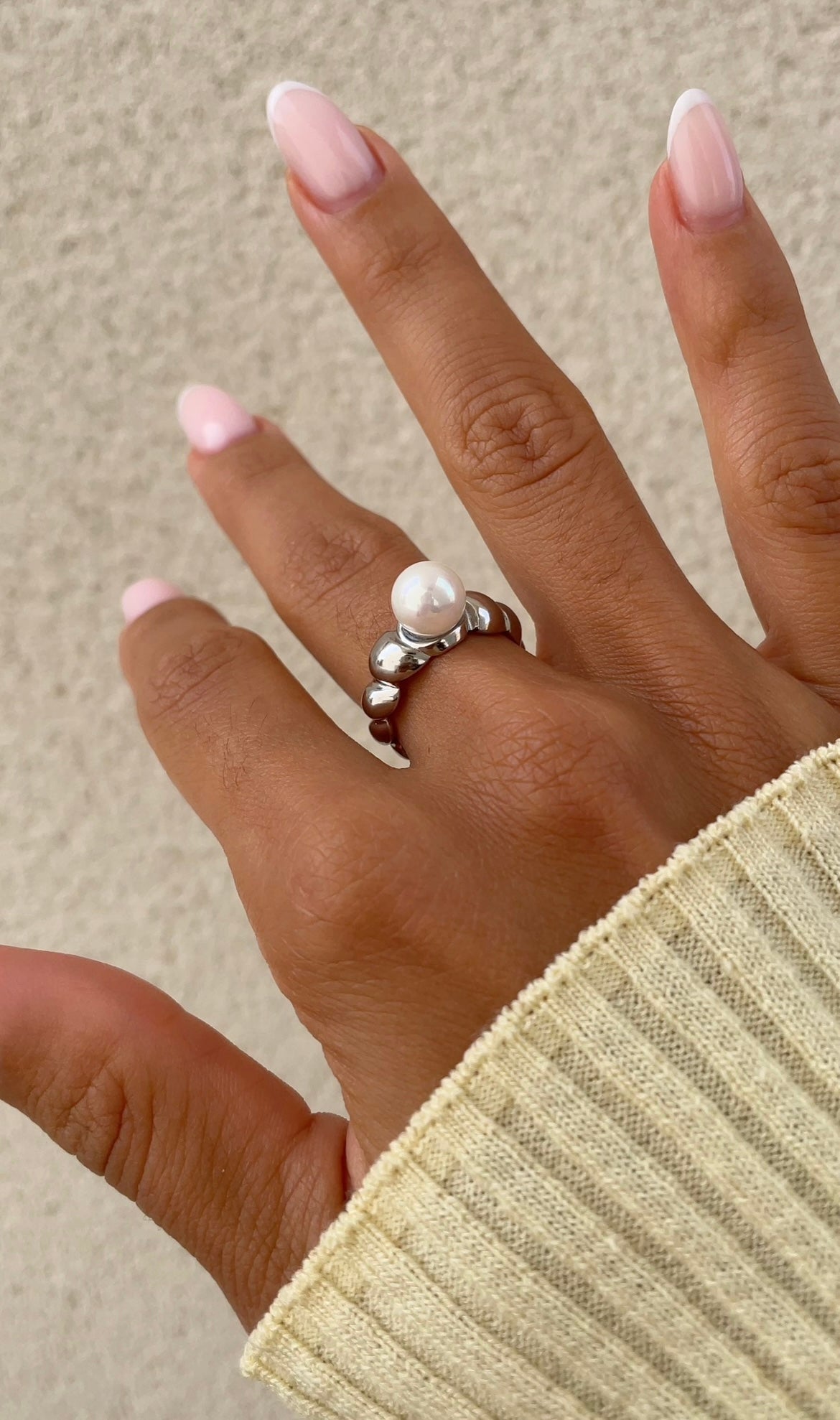 Twisted pearl ring