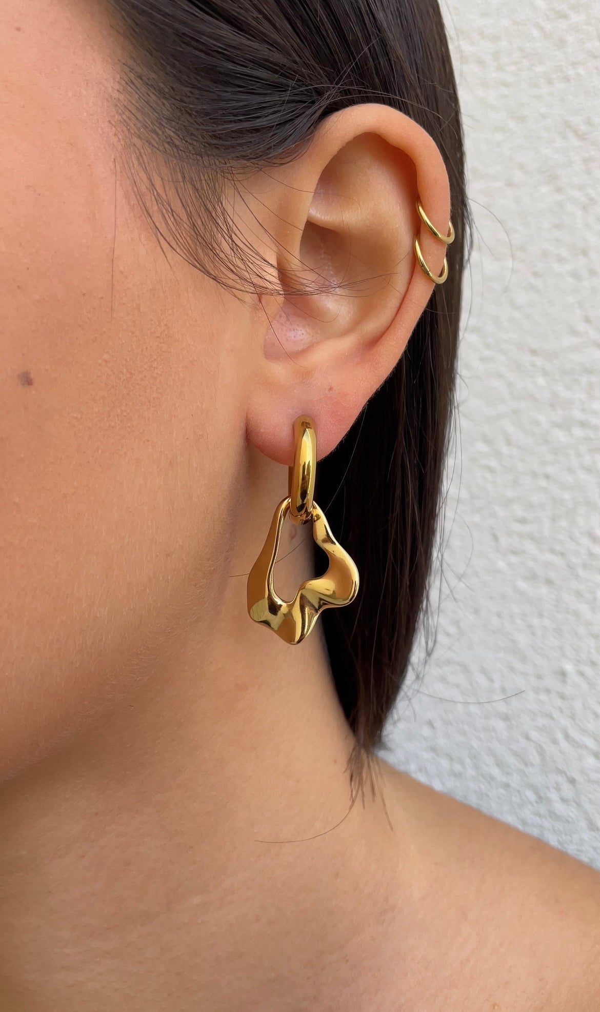 Leave x hoops earrings