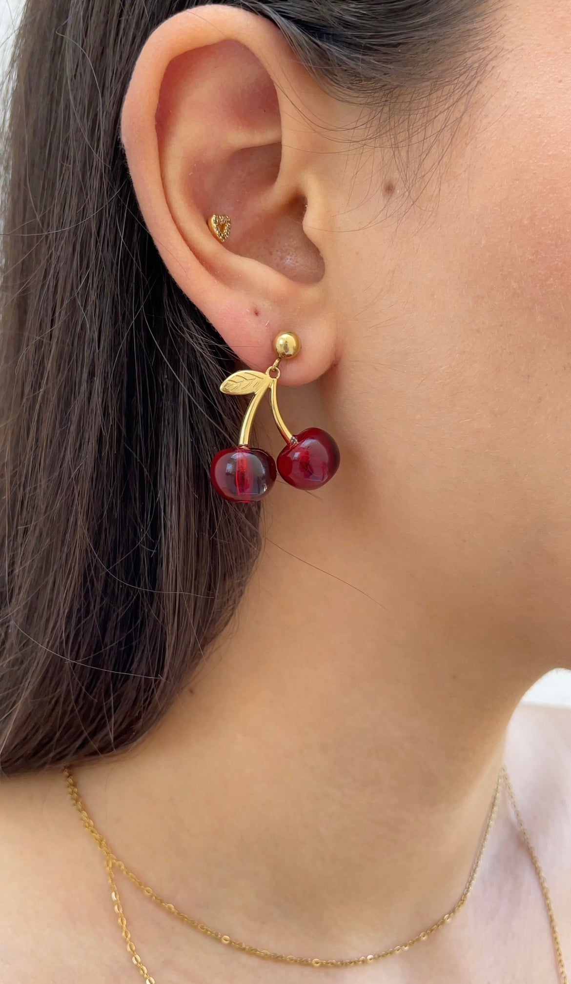 mini cherry earrings