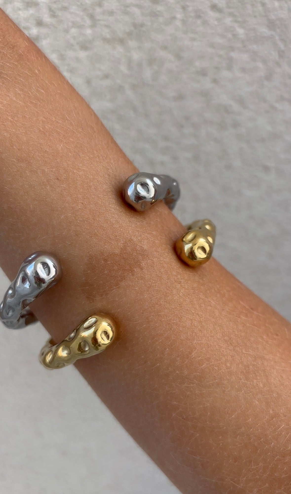 Hammered embrace bangle