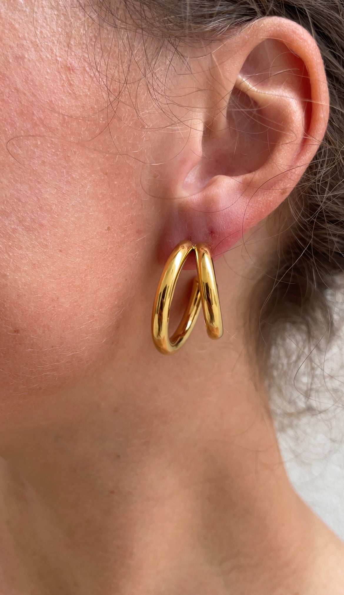 Thick combined earrings