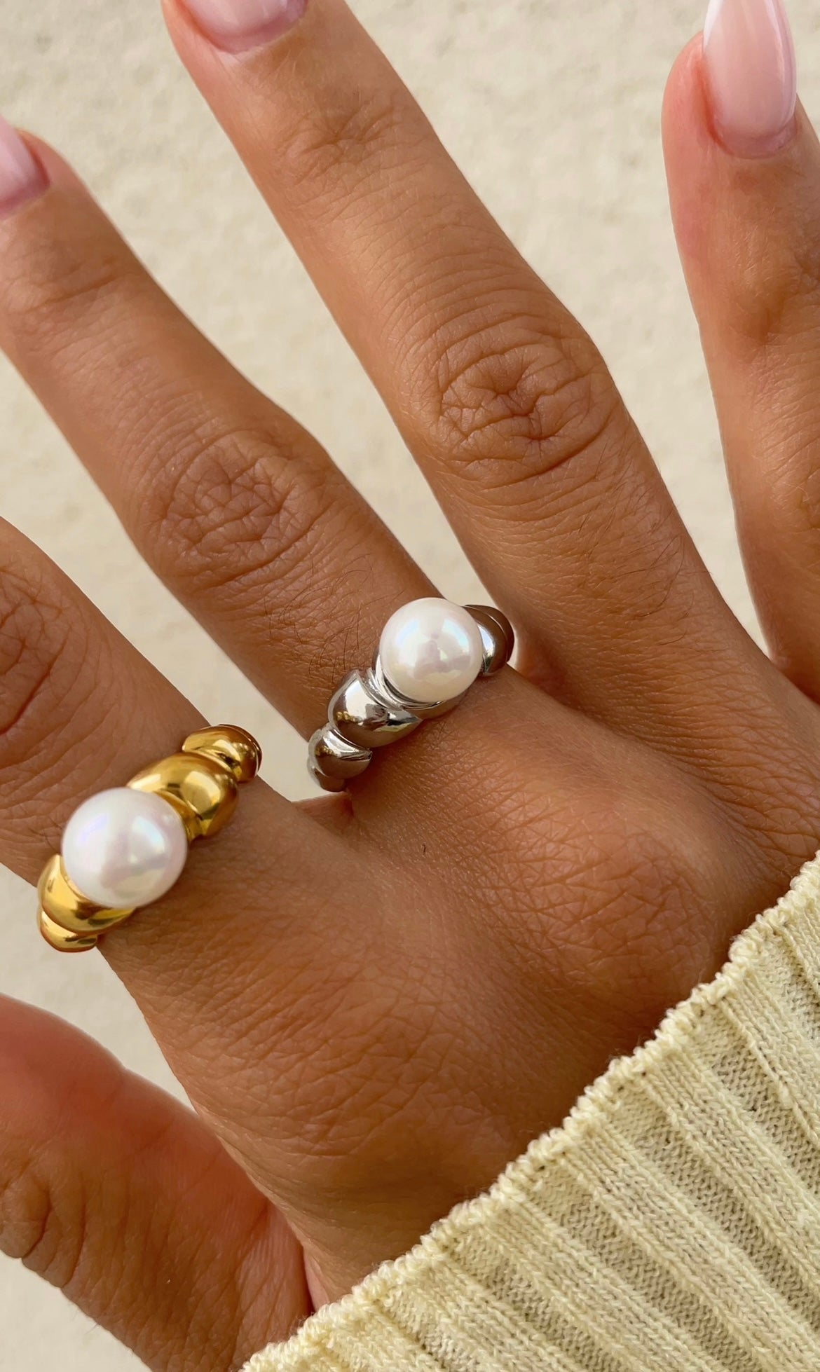 Twisted pearl ring