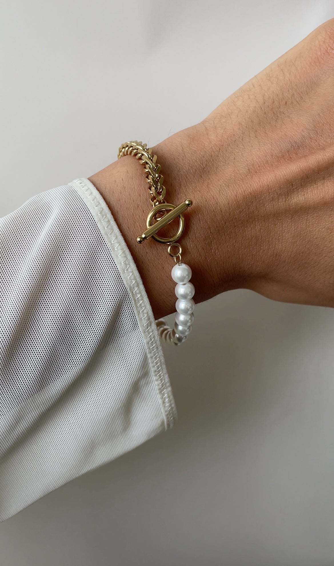 Pearl x chain bracelet