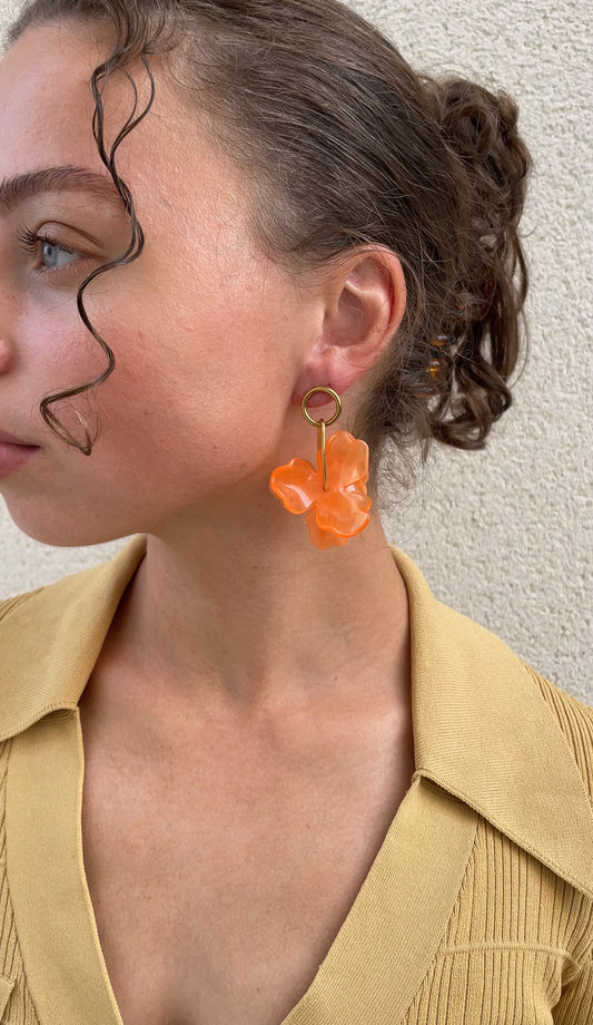 Orange petal earrings