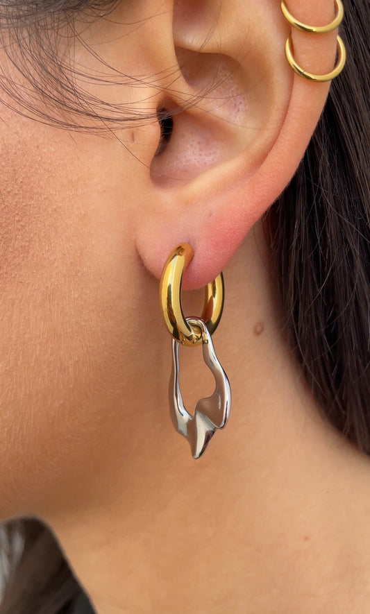 Leave x hoops earrings