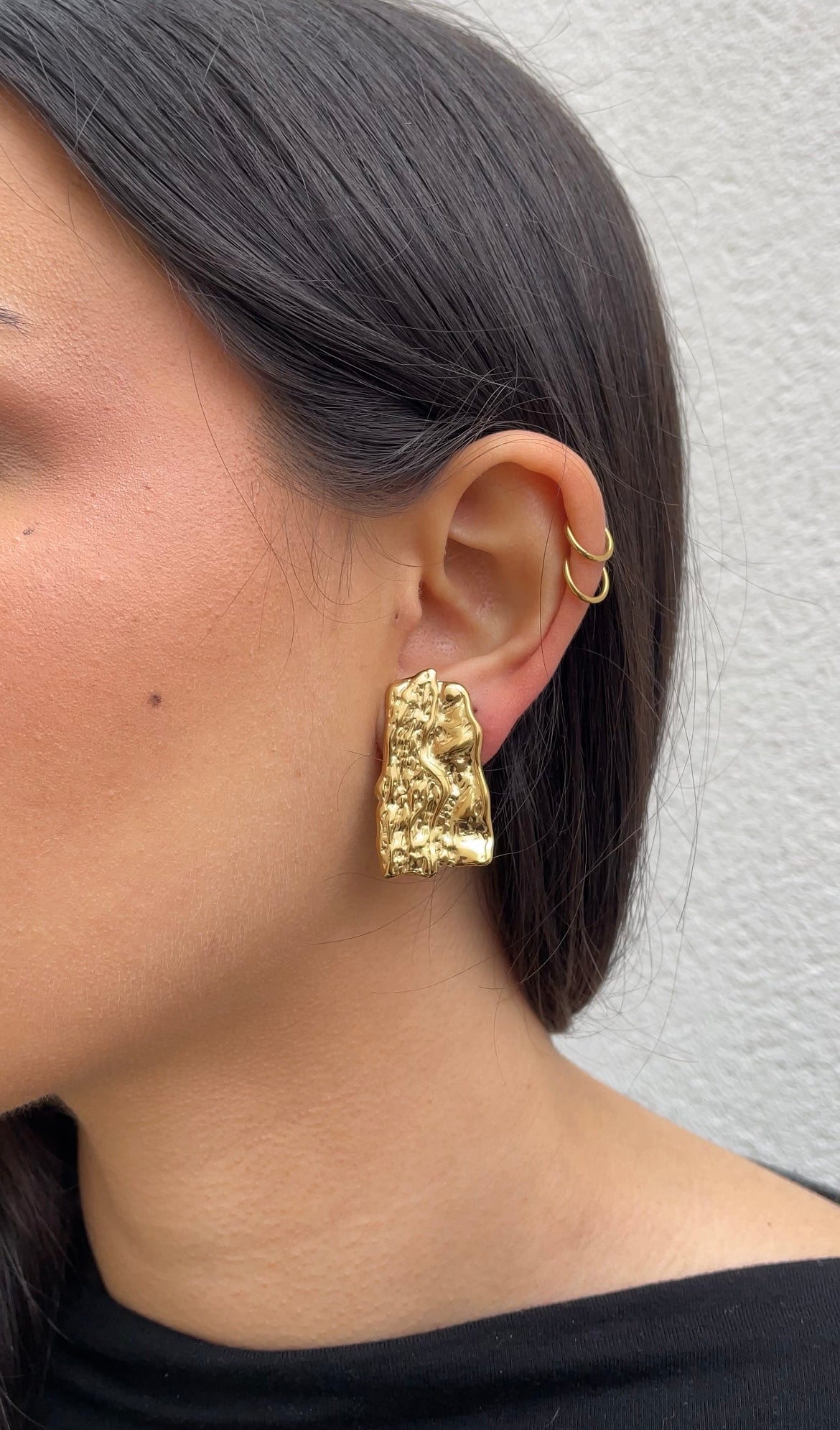 Textured shield earrings