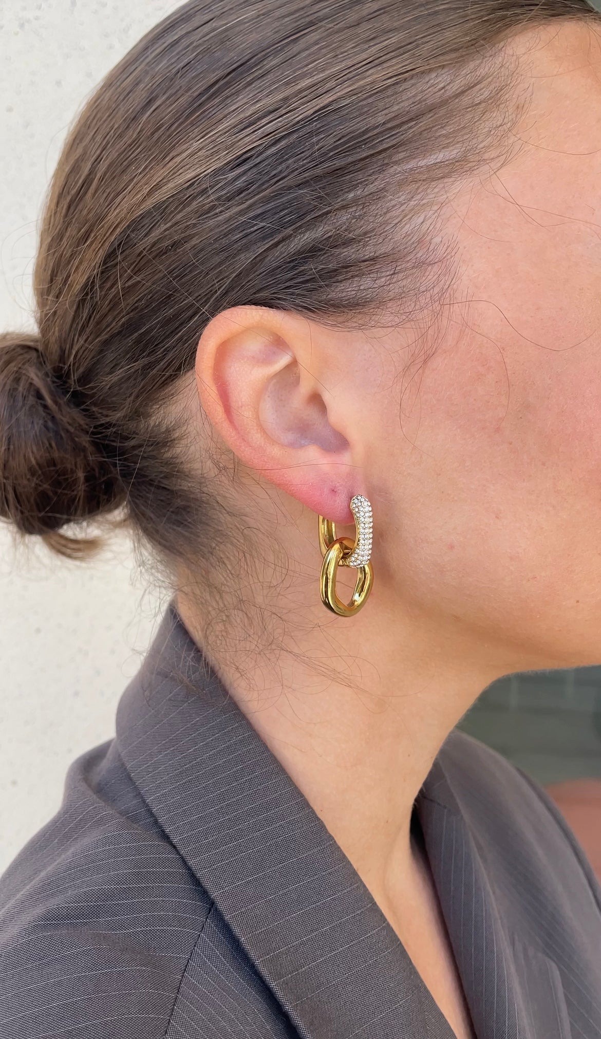 Gems Oval x Hoops earrings