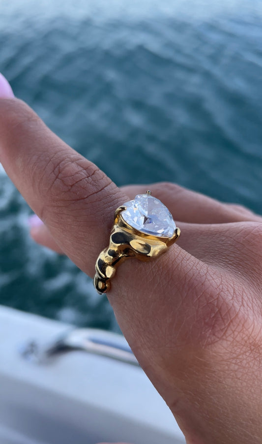Melted heart ring
