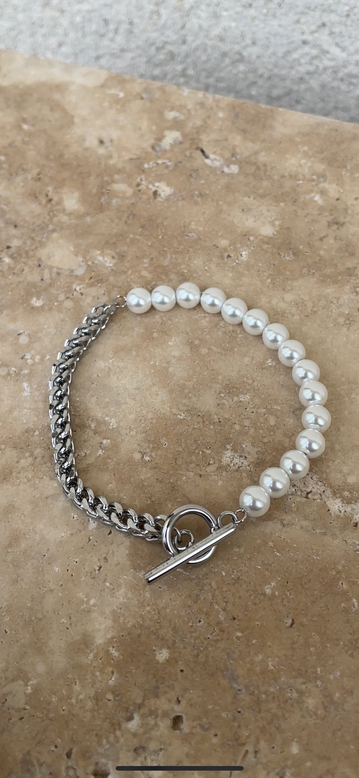 Pearl x chain bracelet