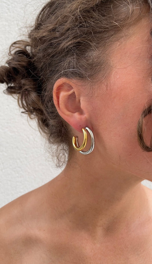 Thick combined earrings