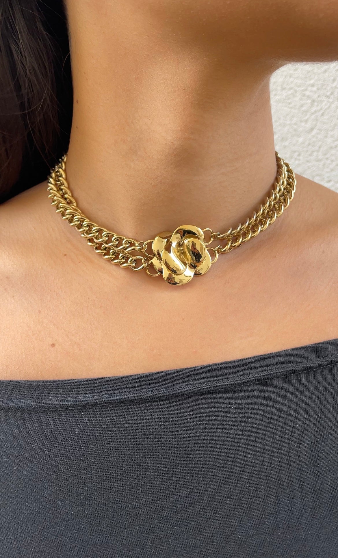 Grunge X flower necklace