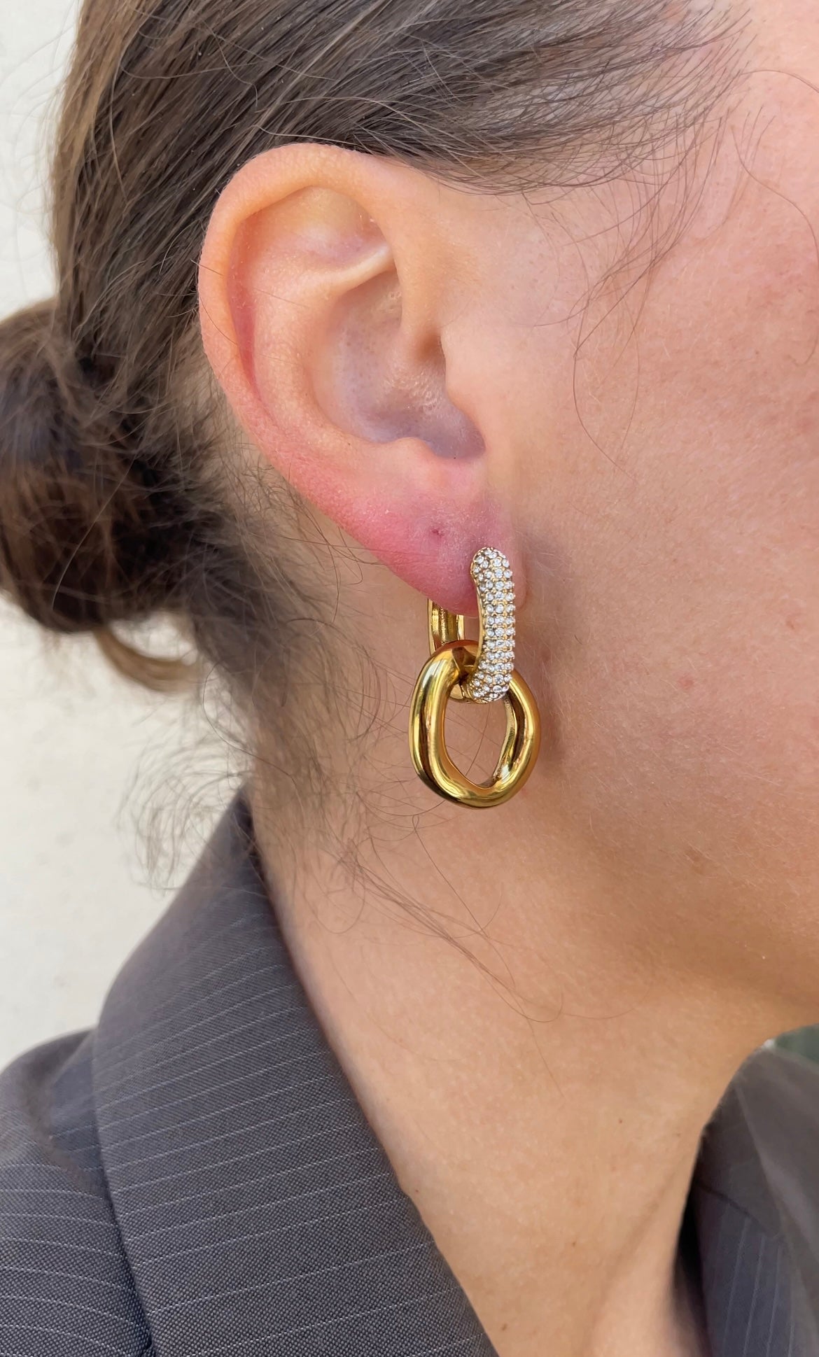Gems Oval x Hoops earrings