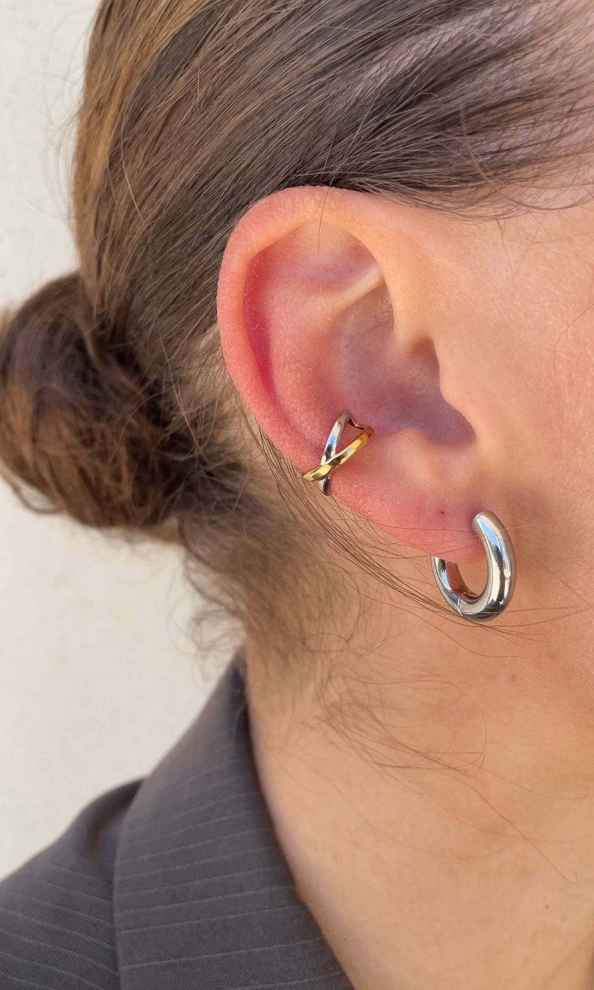 Thin cross ear cuff