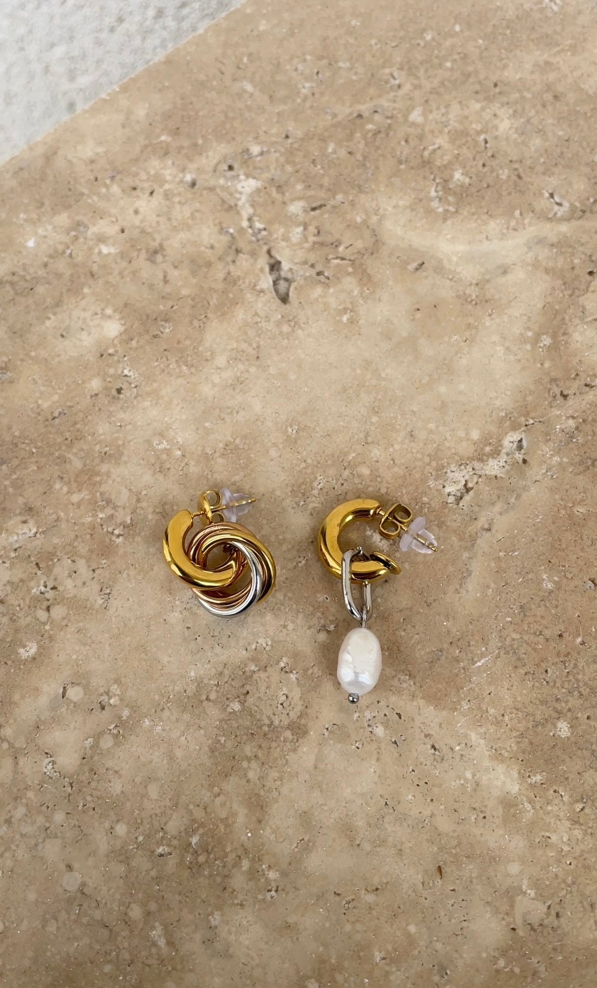 Asymmetric circle earrings