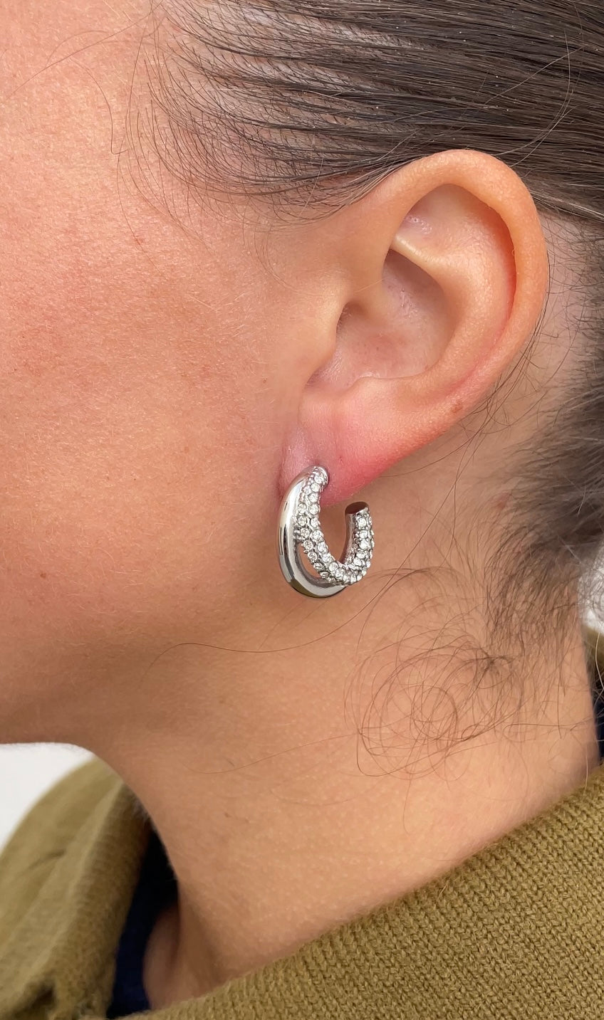 Combined gems earrings