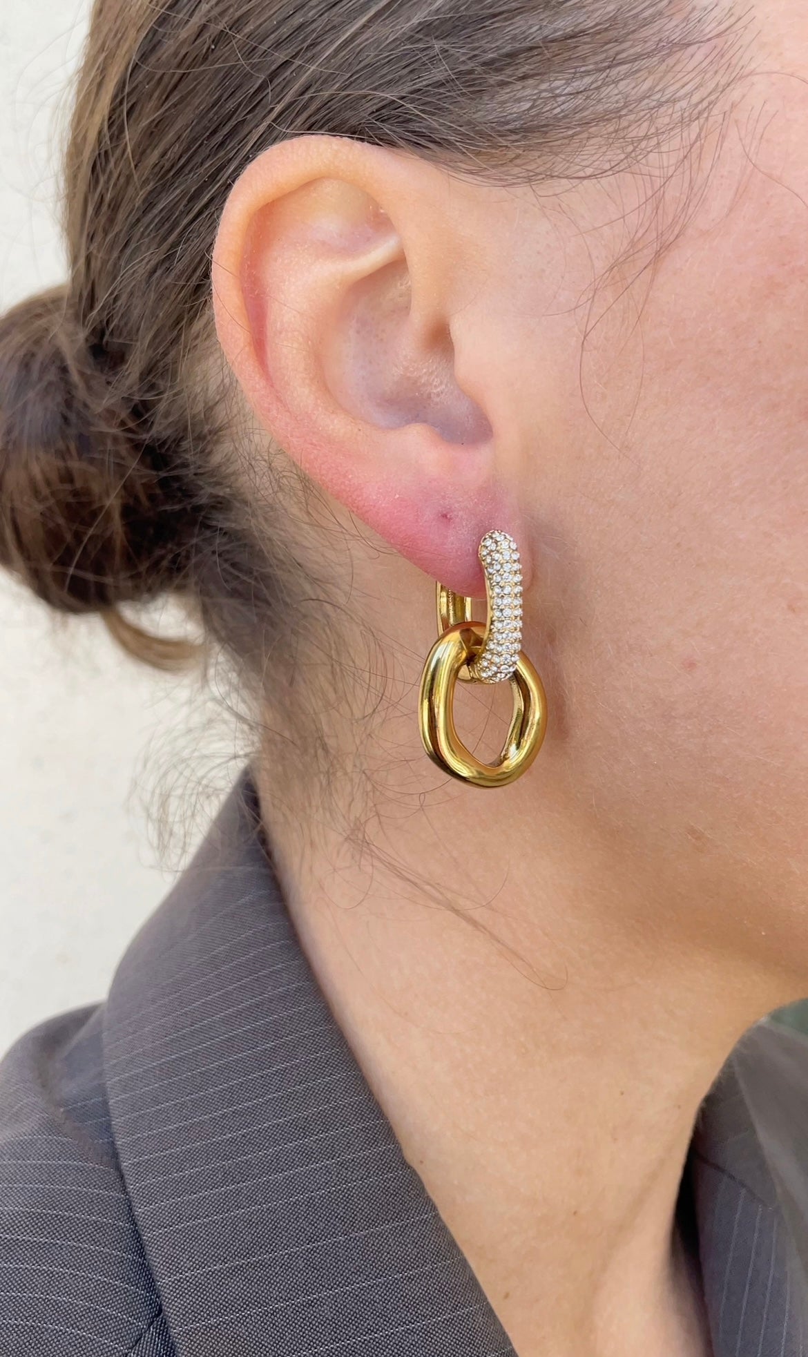Gems Oval x Hoops earrings