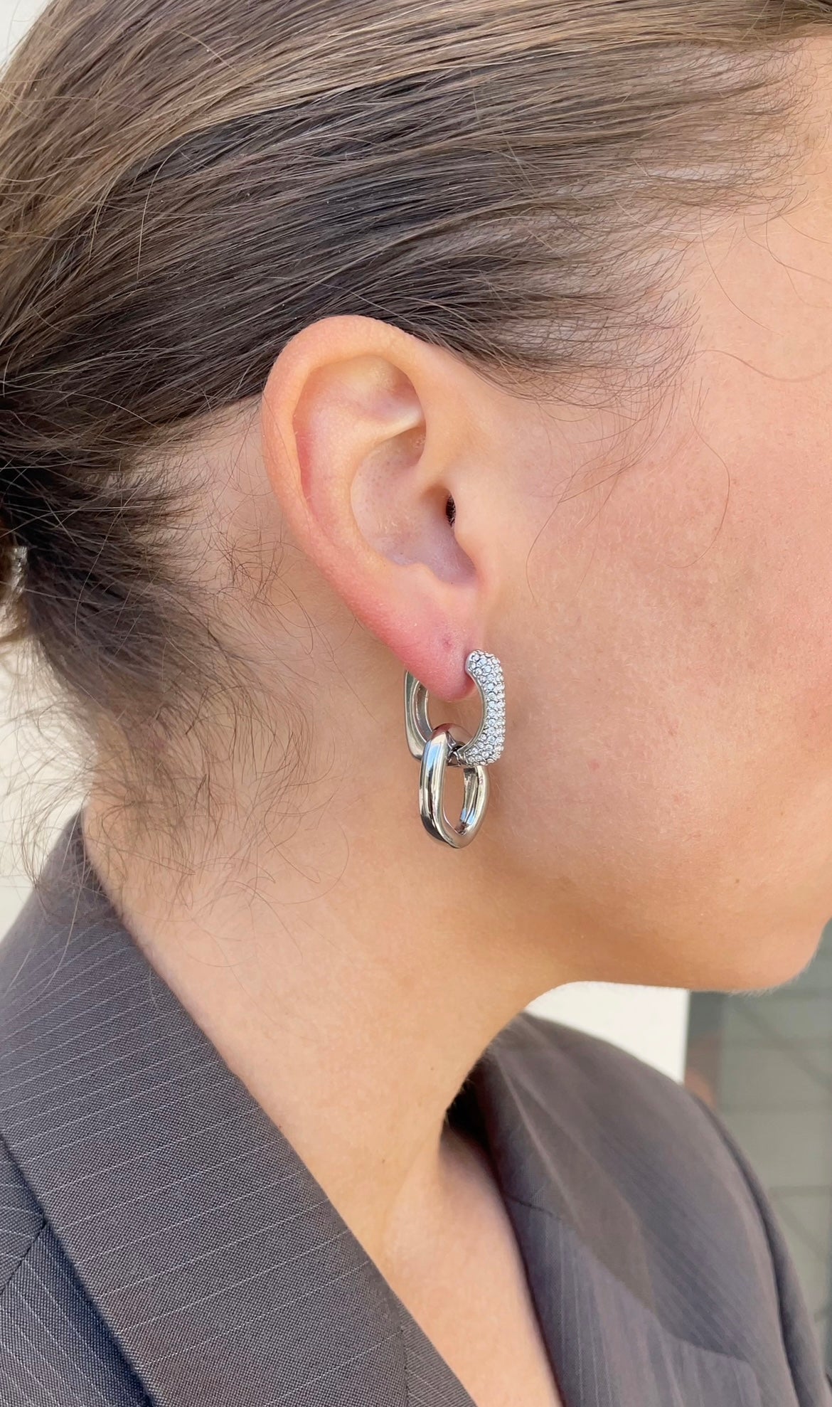 Gems Oval x Hoops earrings