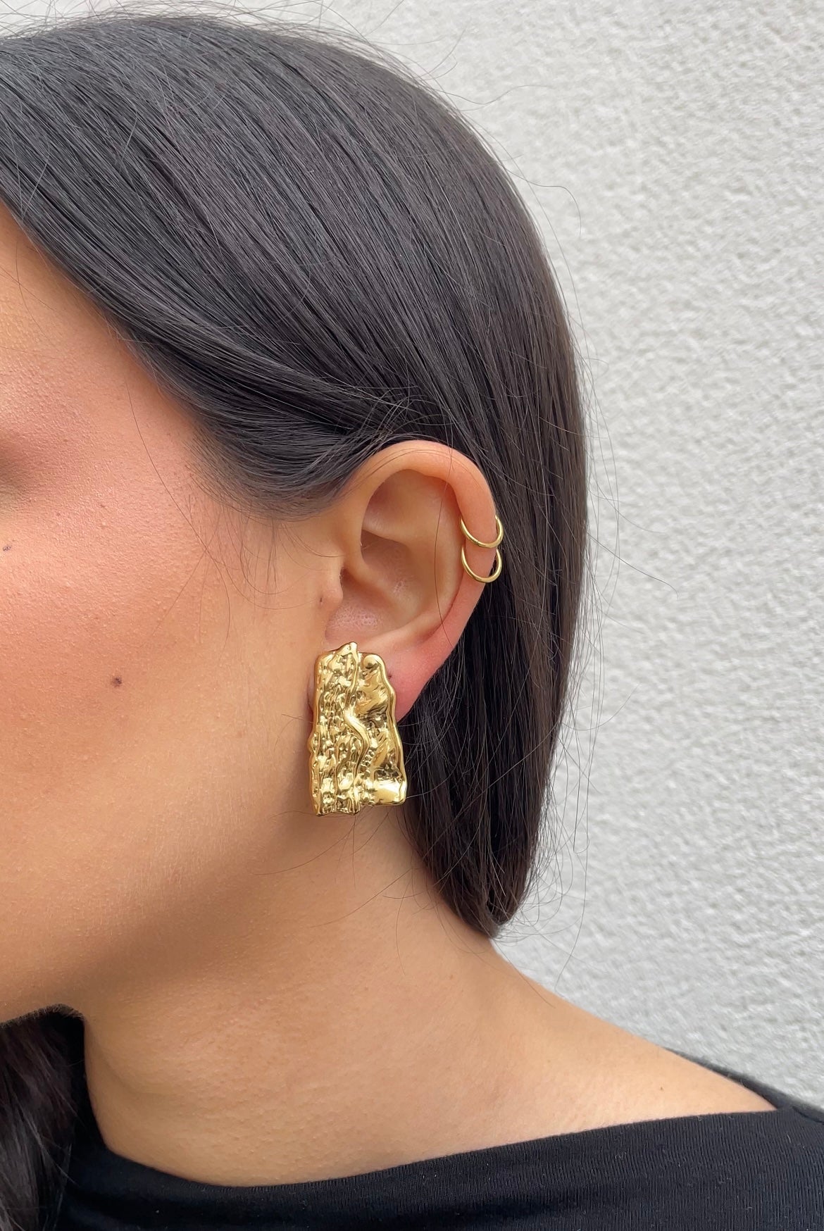 Textured shield earrings