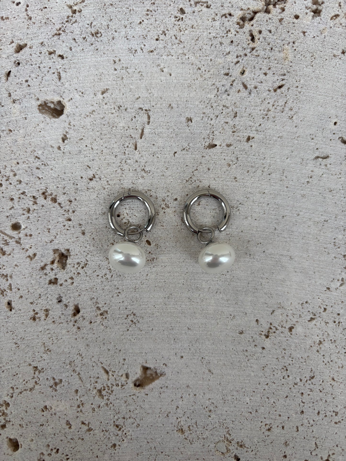 Pearl x hoops earrings