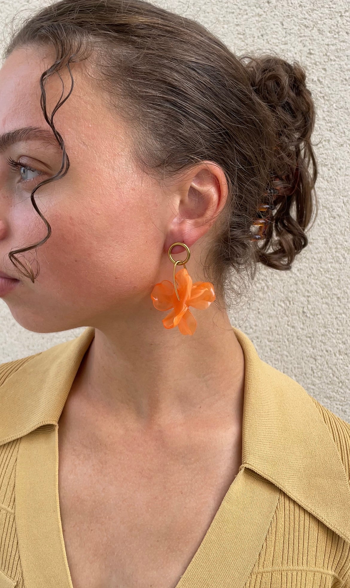 Orange petal earrings