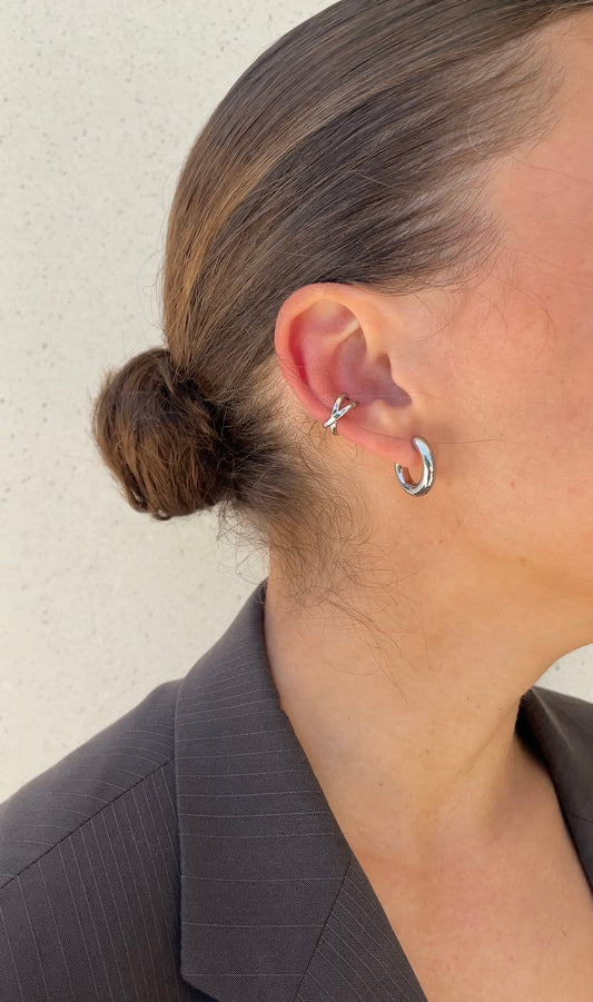 Thin cross ear cuff