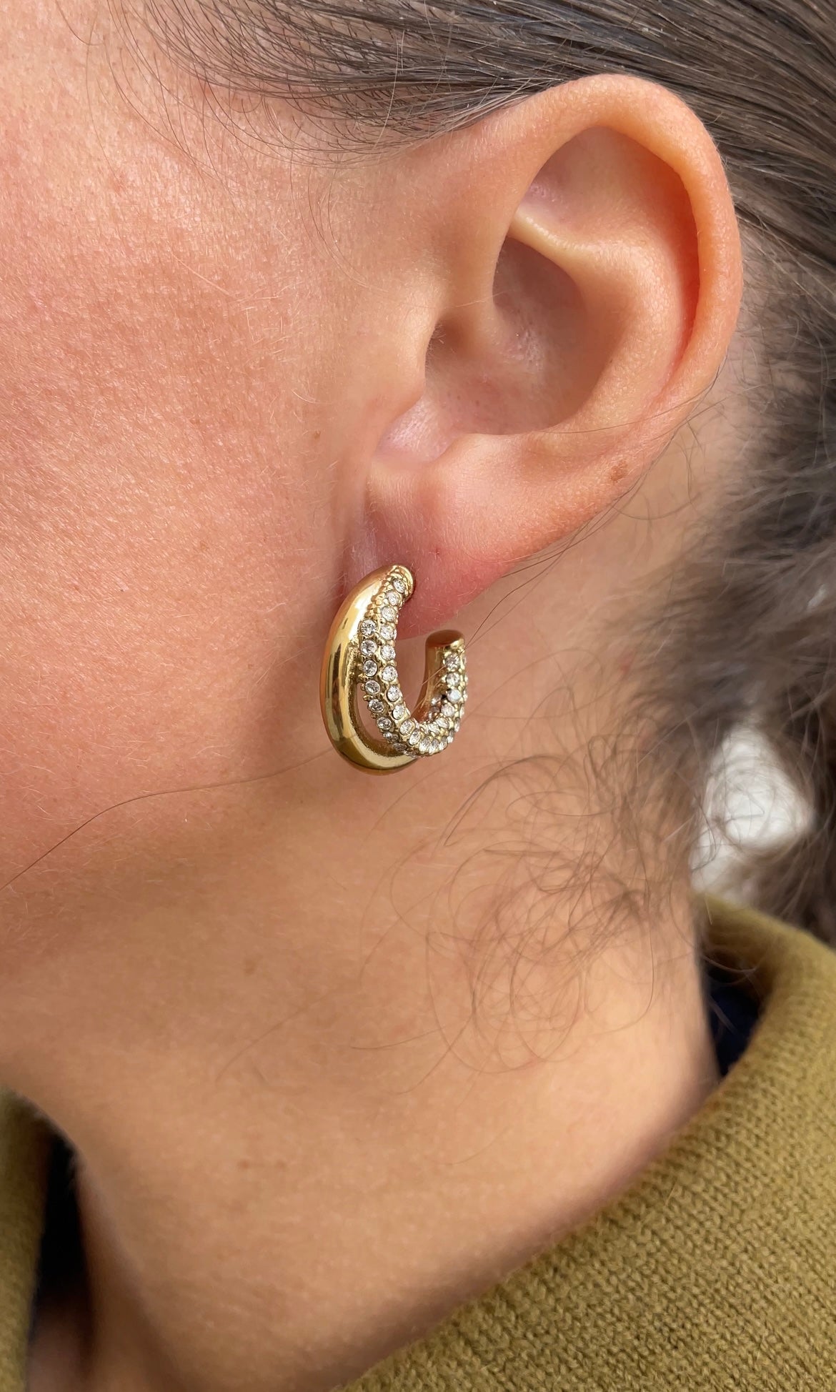 Combined gems earrings