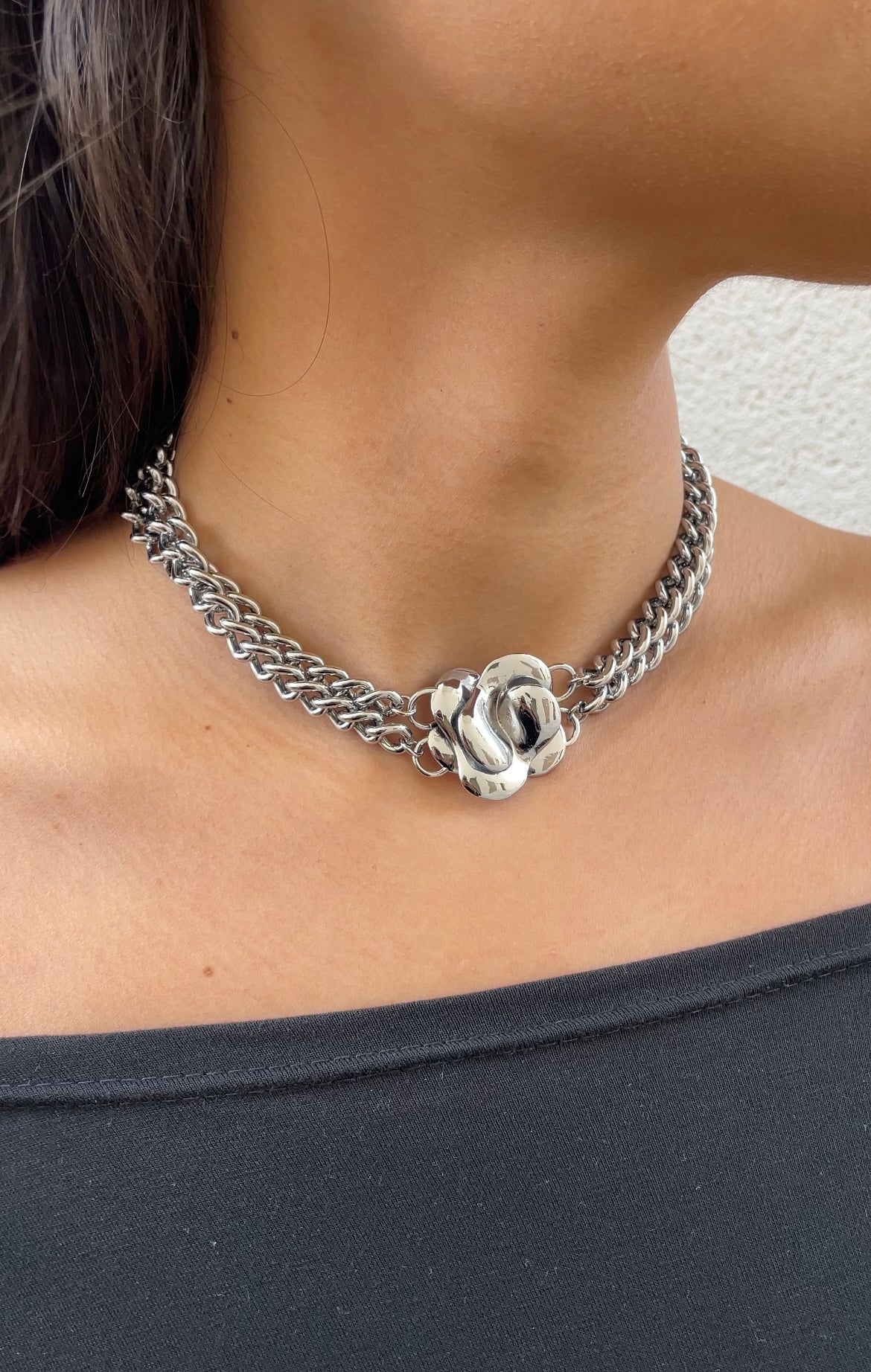 Grunge X flower necklace