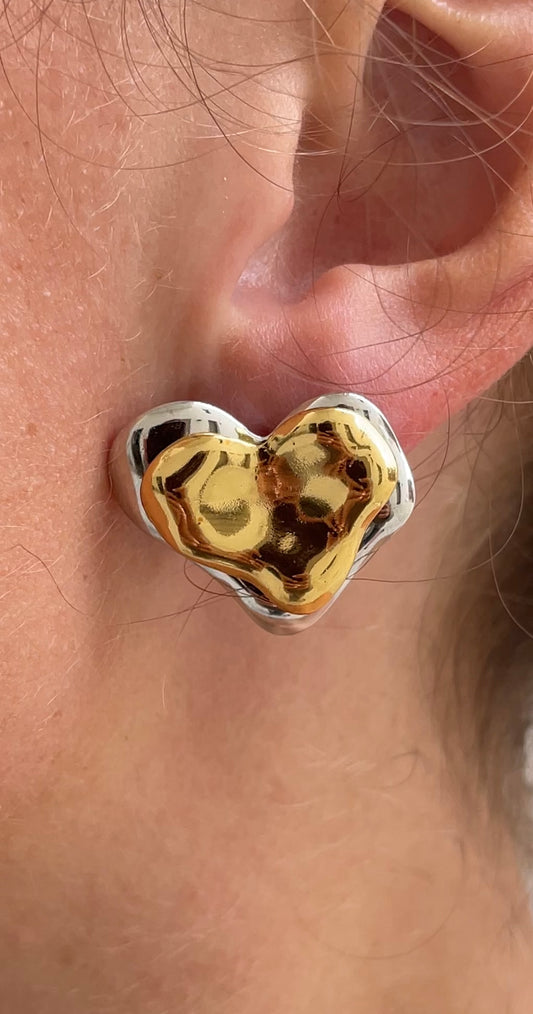 Duo heart earrings