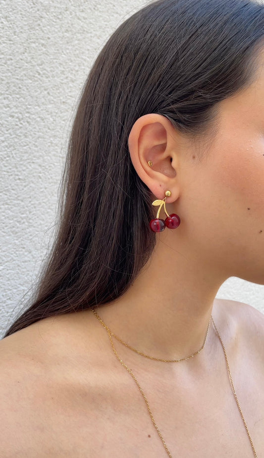 mini cherry earrings