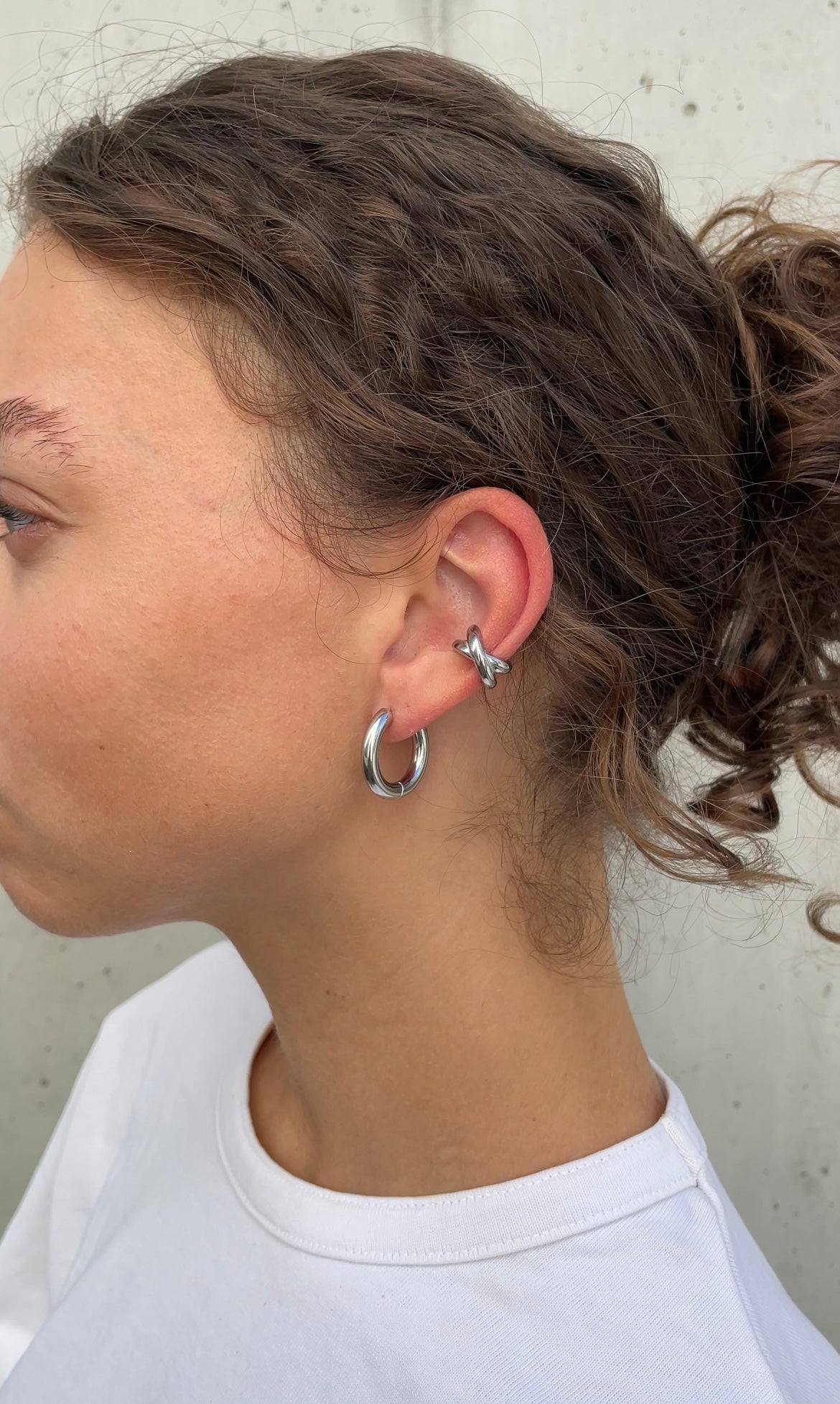 Thin cross ear cuff