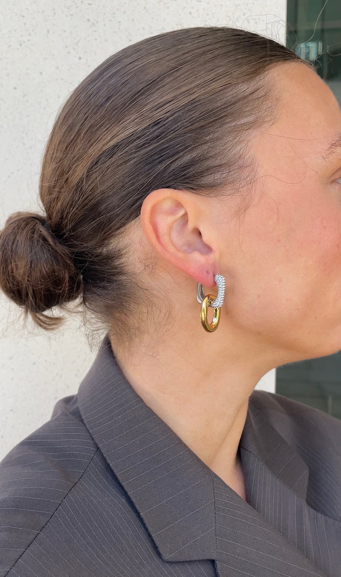 Gems Oval x Hoops earrings