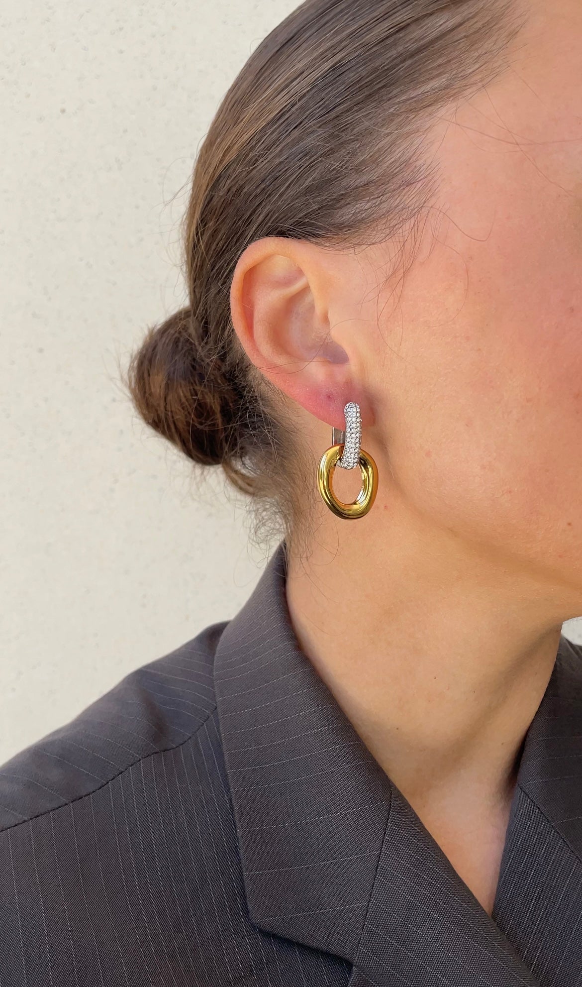Gems Oval x Hoops earrings