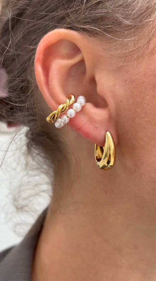 Twisted and pearl ear cuff