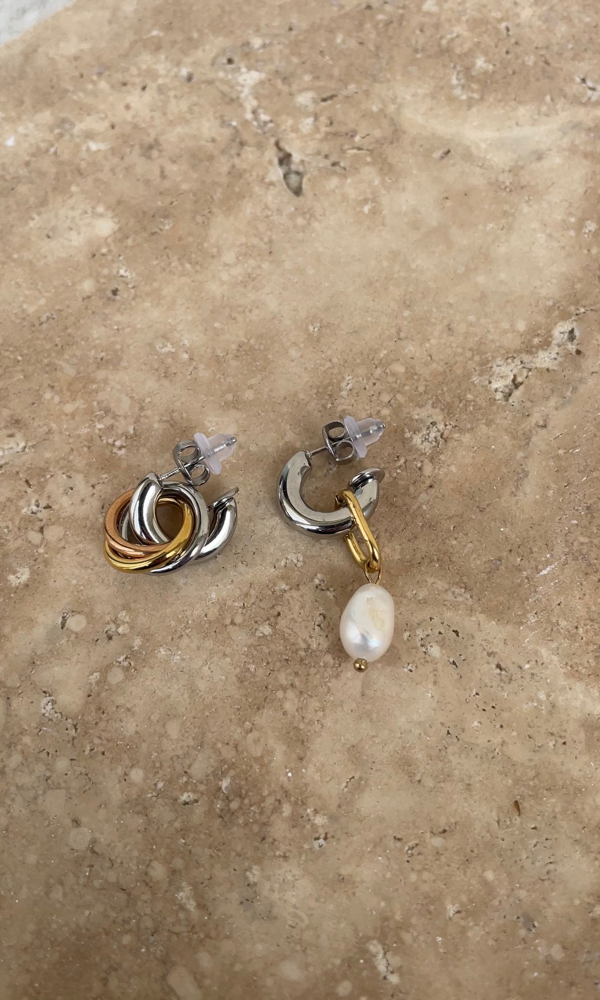 Asymmetric circle earrings