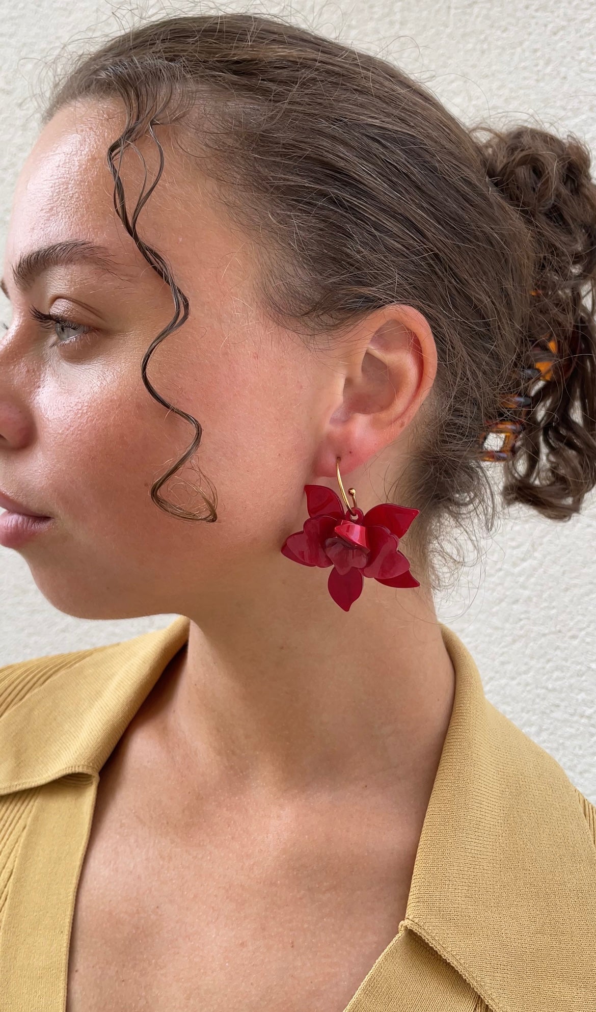 Red flower earrings